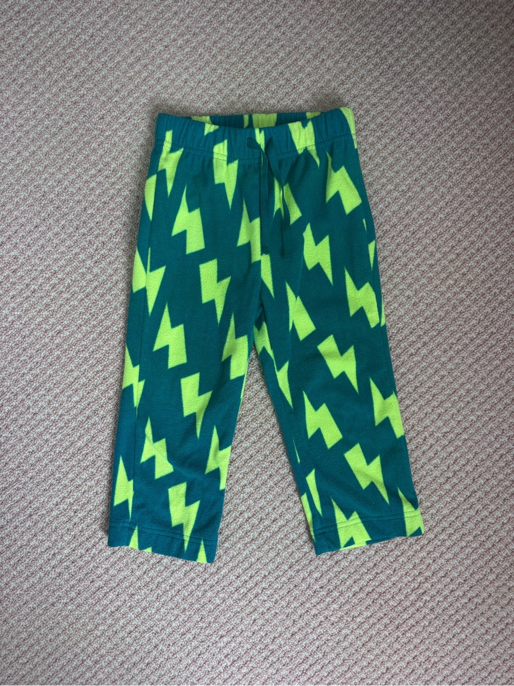 Crewcuts Teal and Neon Green Lightning Pajama Bottoms Size XS/3T